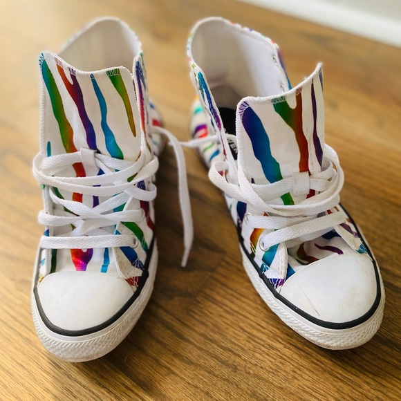 Converse AS CT High Top Sneaker Shoe 667600F Metallic Rainbow Zebra 5Y Junior 3 - Picture 4 of 10